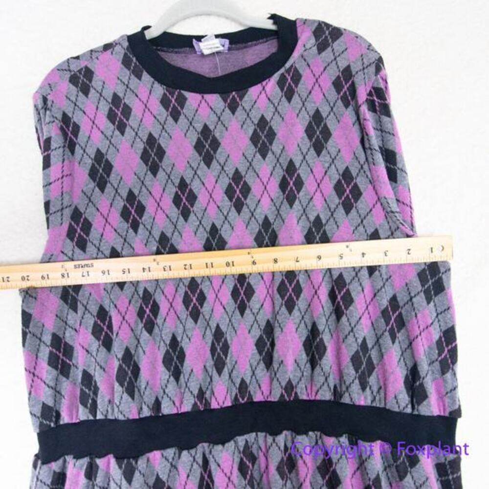 Unique Vintage Adorable Purple & Pink Argyle Sweater‎ Dress women plus size 1X - Picture 10 of 16